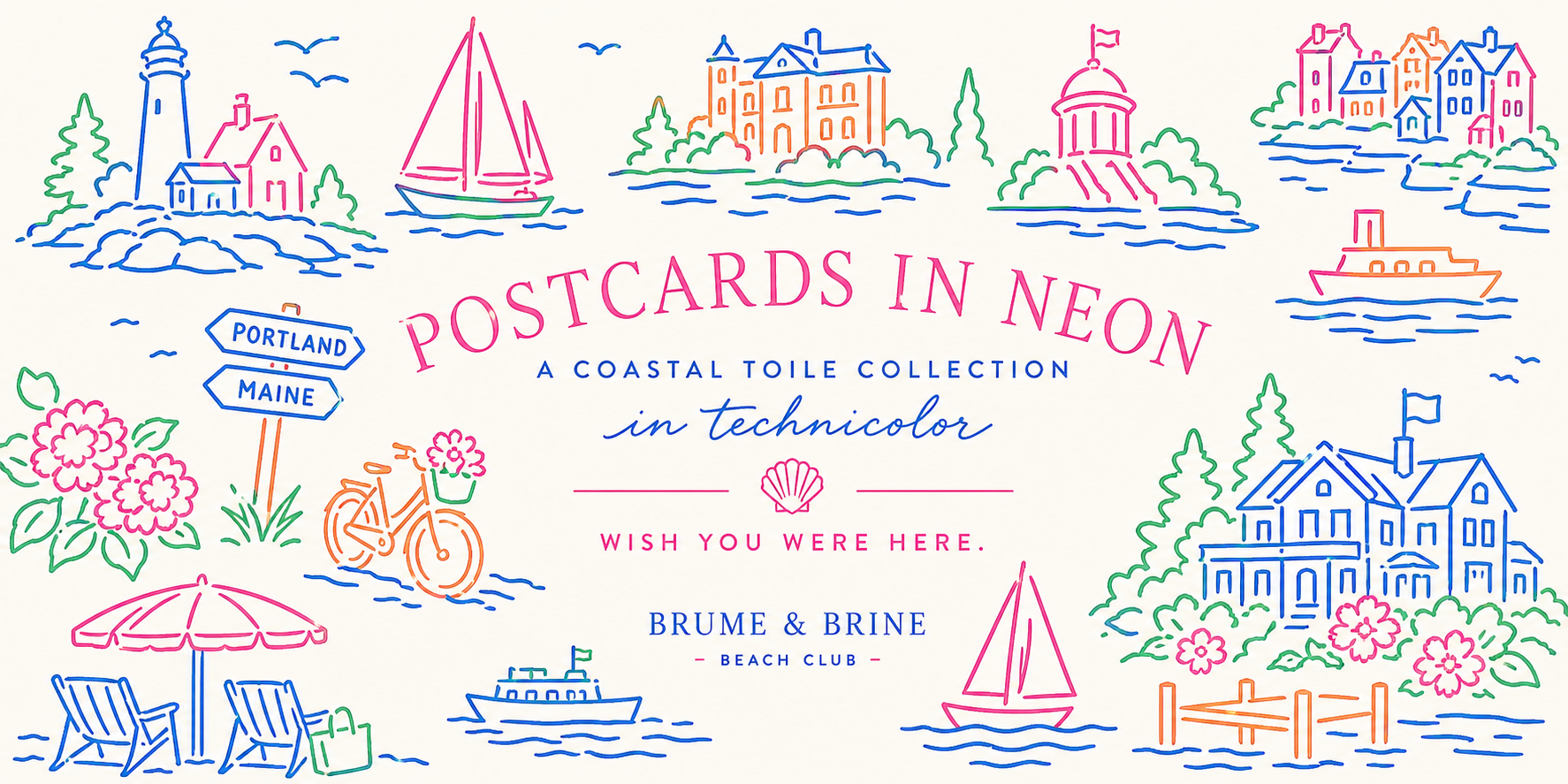 Toile in Neon: A Coastal Toile Collection