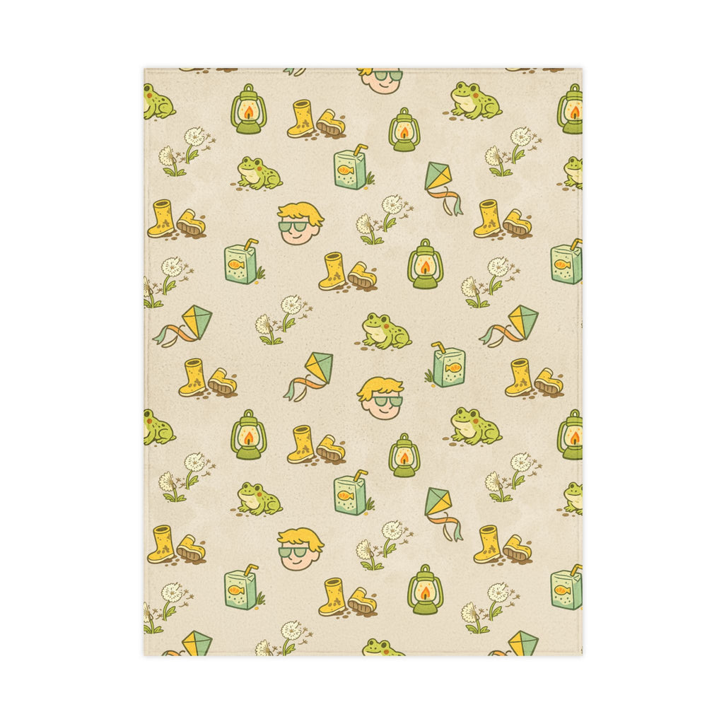 Toddler Blanket — Cute Frog & Rainy Day Pattern Plush Baby Blanket