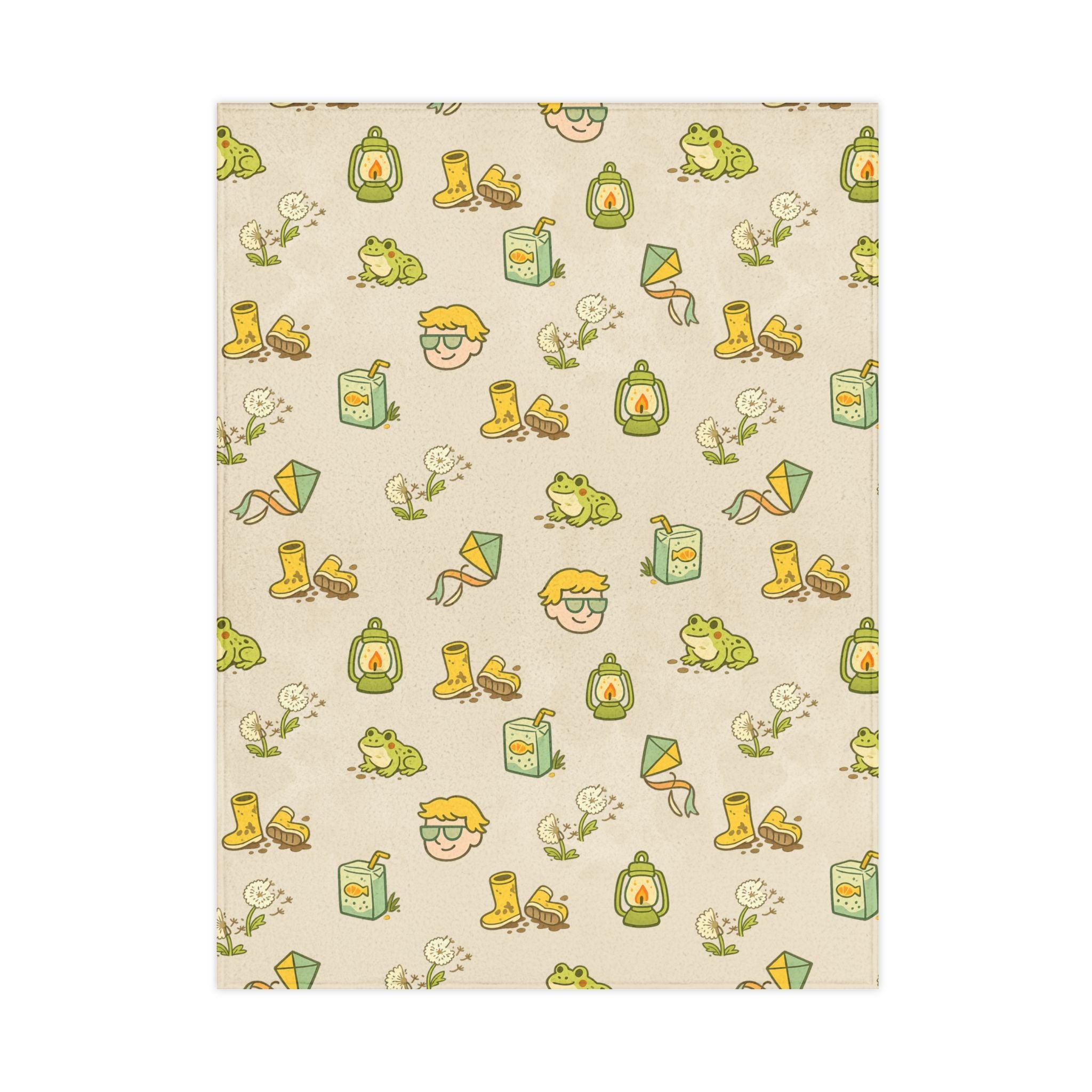 Toddler Blanket — Cute Frog & Rainy Day Pattern Plush Baby Blanket