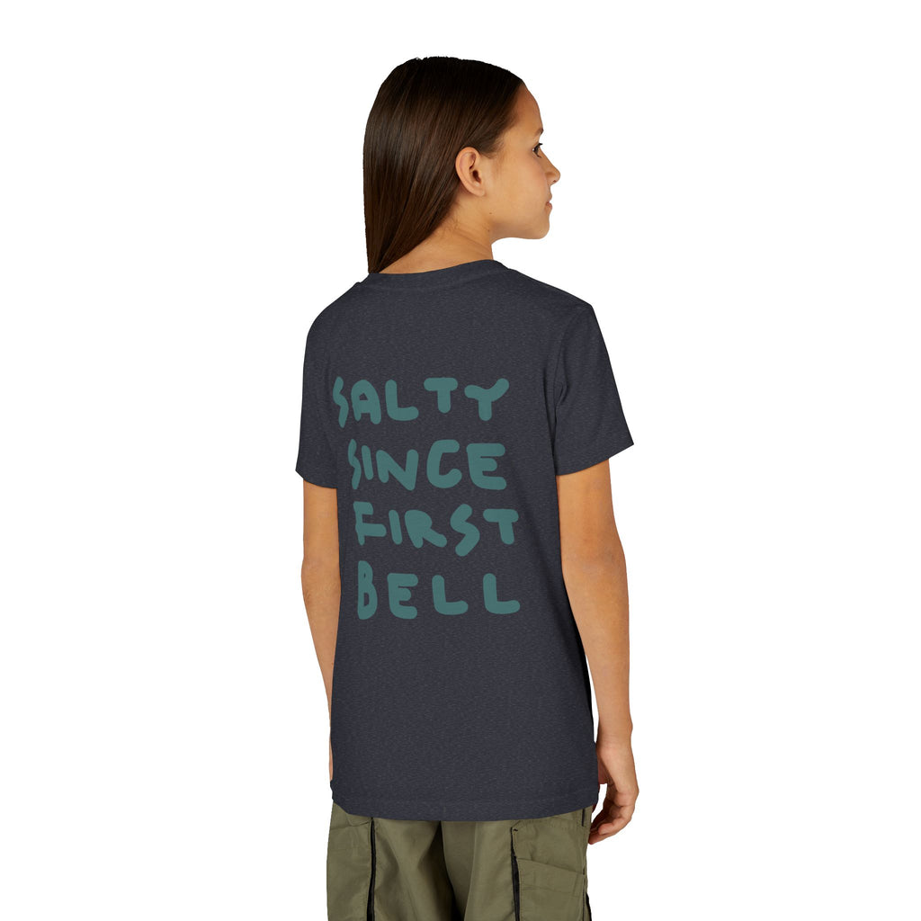 Youth Tee — "Salty Since First Bell" Brine Academy Crest School Spirit Shirt