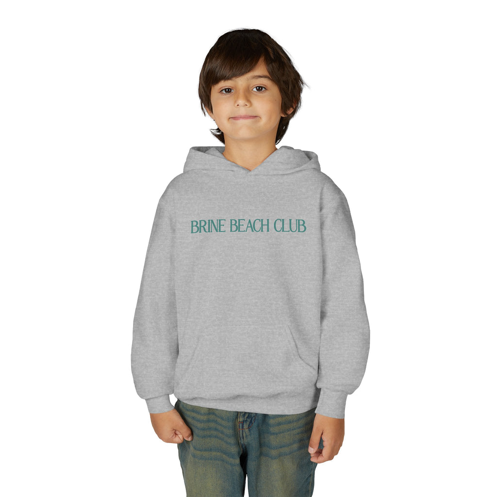 Brine Beach Club Youth Hoodie — "Stay For Sunset” Surf Waves Sun Pullover