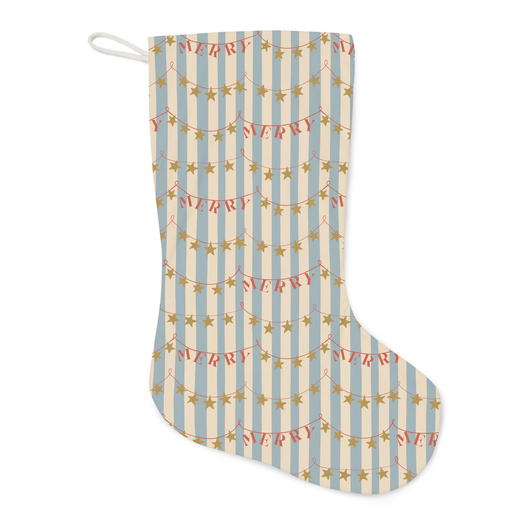 Vintage Star Garland Santa Stocking – Christmas Stocking