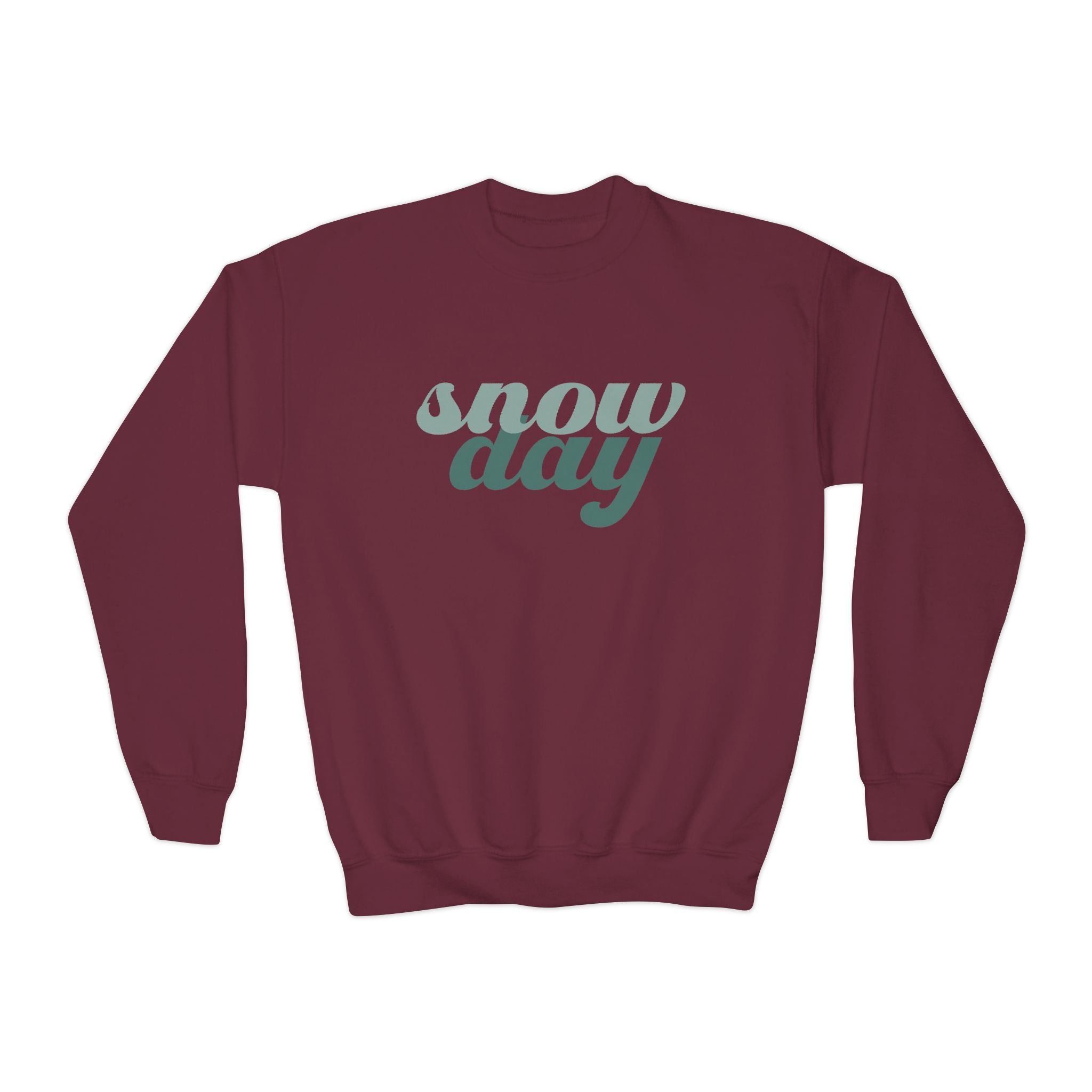 Snow Day Retro Script Youth Crewneck Sweatshirt