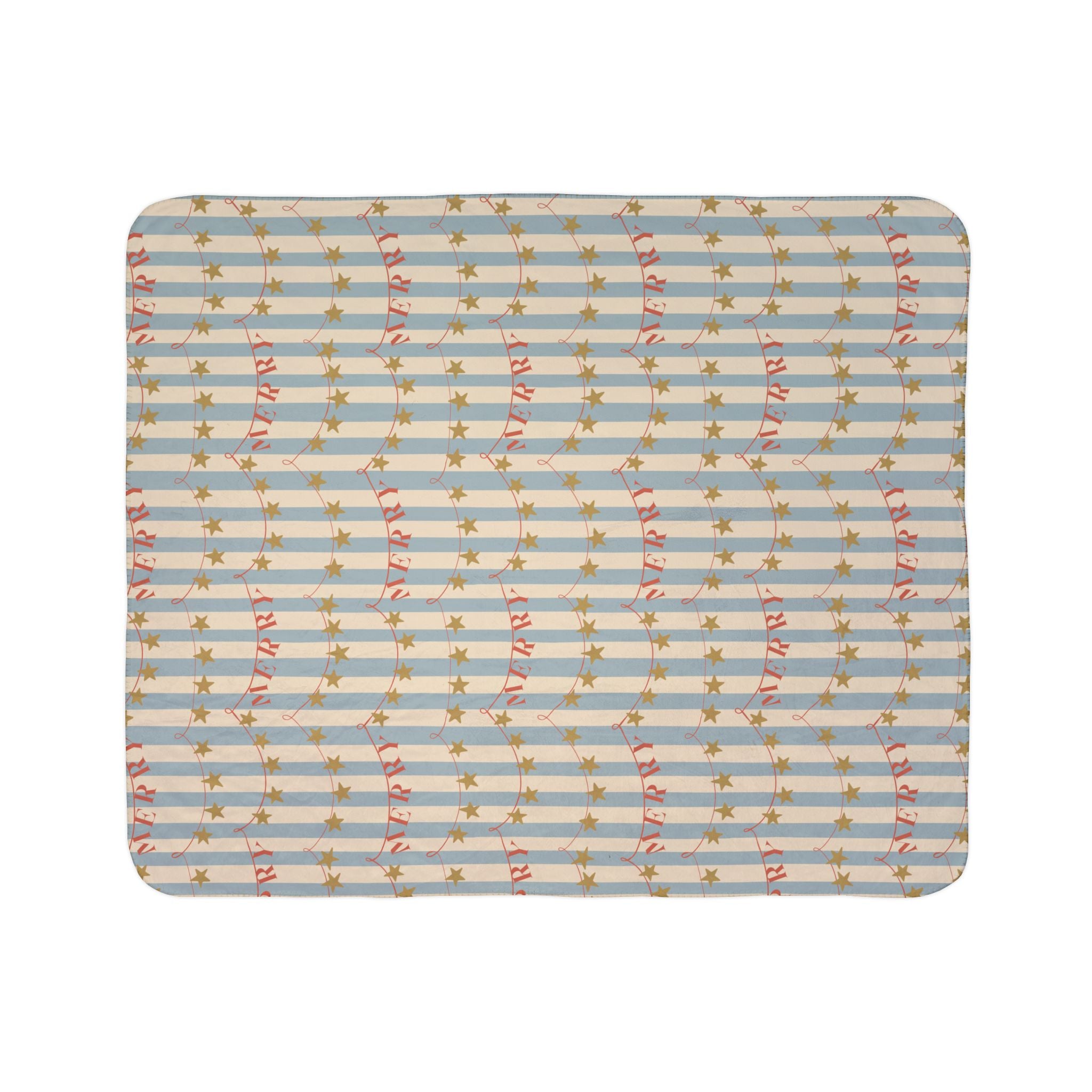 Vintage 'Merry' Star Garland Sherpa Blanket