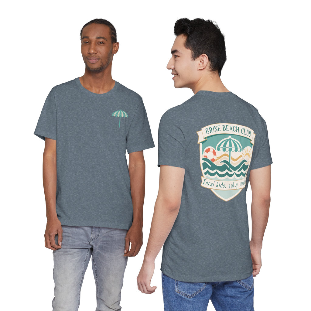 Brine Beach Club T‑Shirt — "Brine Beach Club: Feral Kids, Salty Moms" Retro Graphic Tee