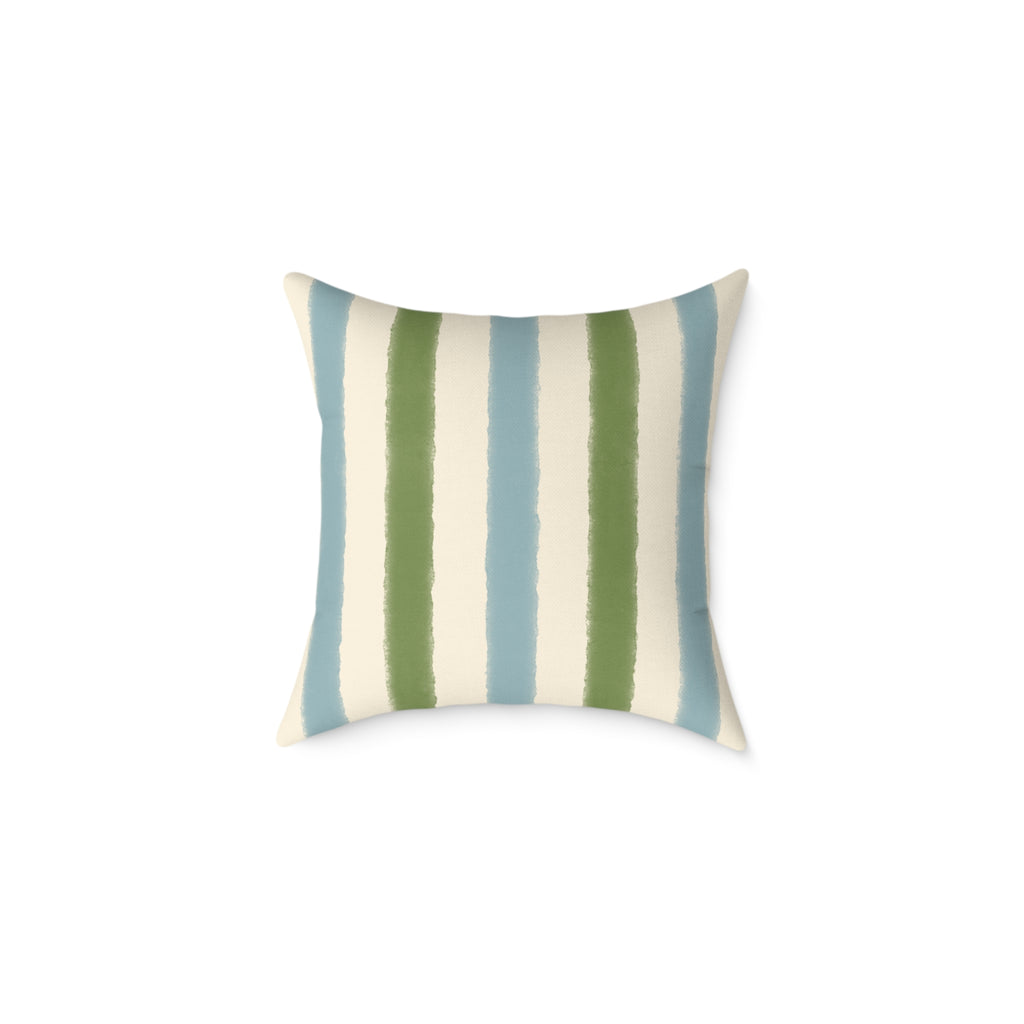 Vintage Playroom Stripe Pattern Square Pillow — Pastel Nursery Throw Cushion