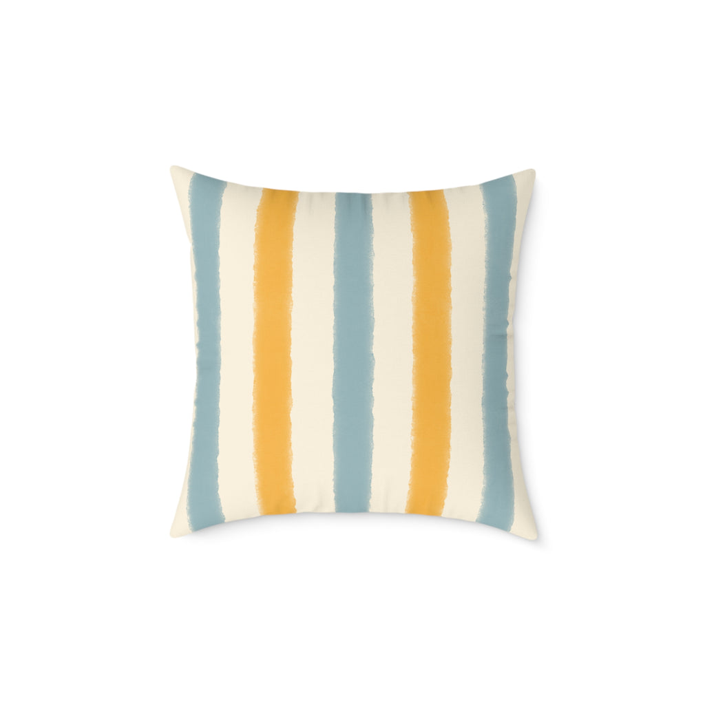 Vintage Playroom Stripe Pattern Square Pillow — Pastel Nursery Throw Cushion