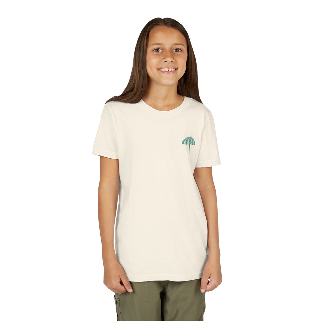 Brine Beach Club Youth Tee – ‘Feral Kids, Salty Moms’ Umbrella Beach T‑Shirt