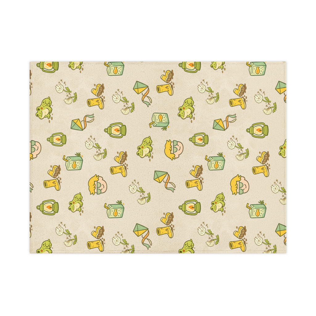 Toddler Blanket — Cute Frog & Rainy Day Pattern Plush Baby Blanket