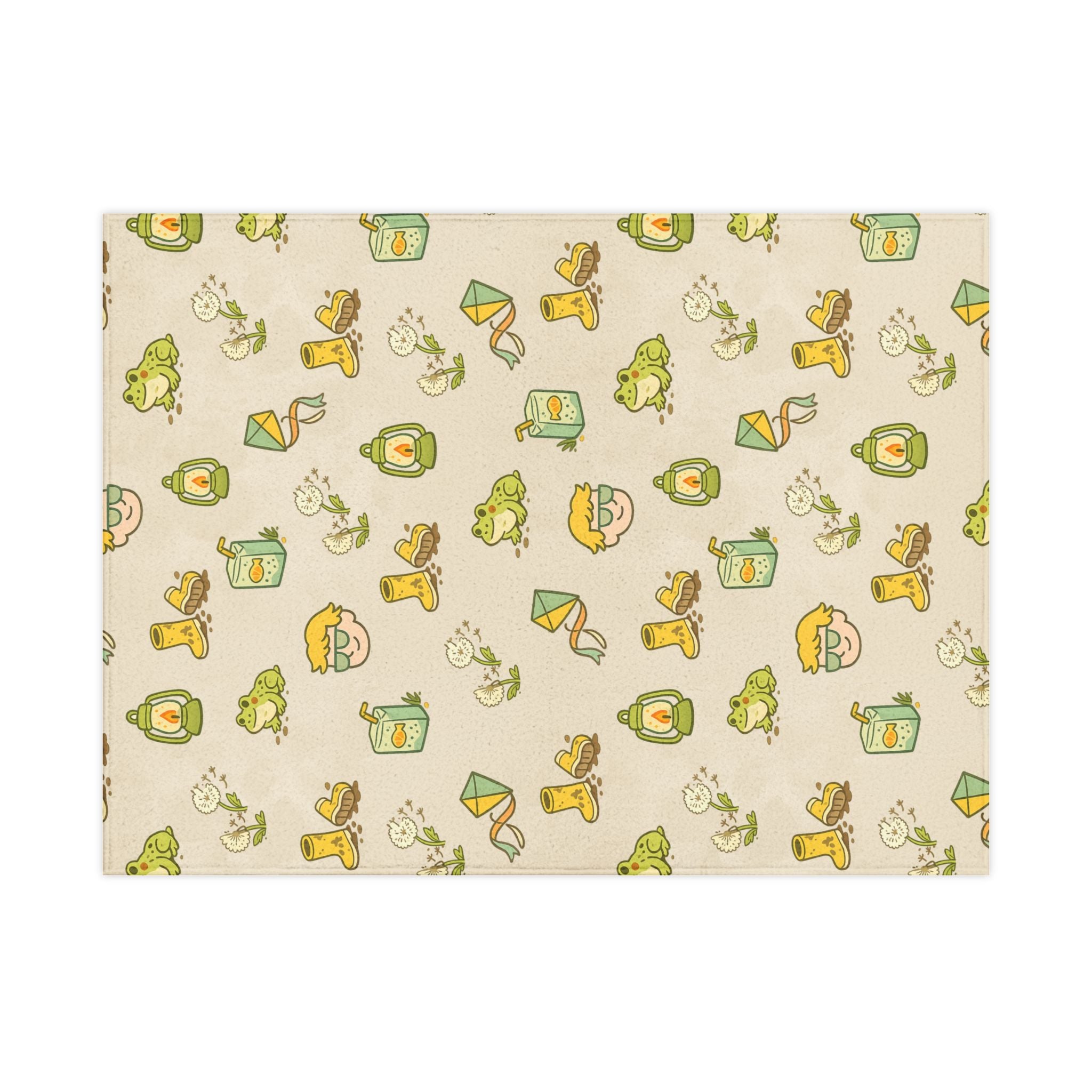 Toddler Blanket — Cute Frog & Rainy Day Pattern Plush Baby Blanket