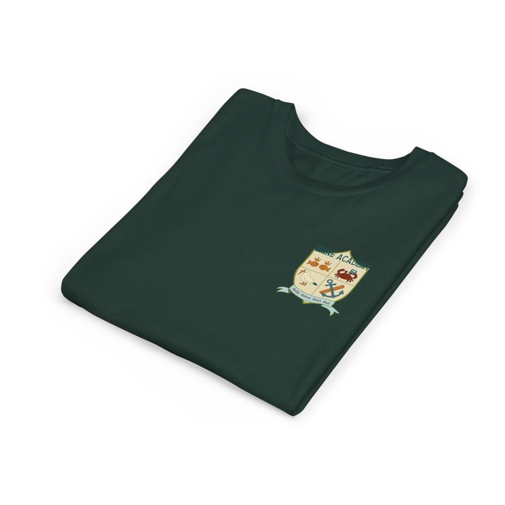 Youth Tee — "Salty Since First Bell" Brine Academy Crest School Spirit Shirt