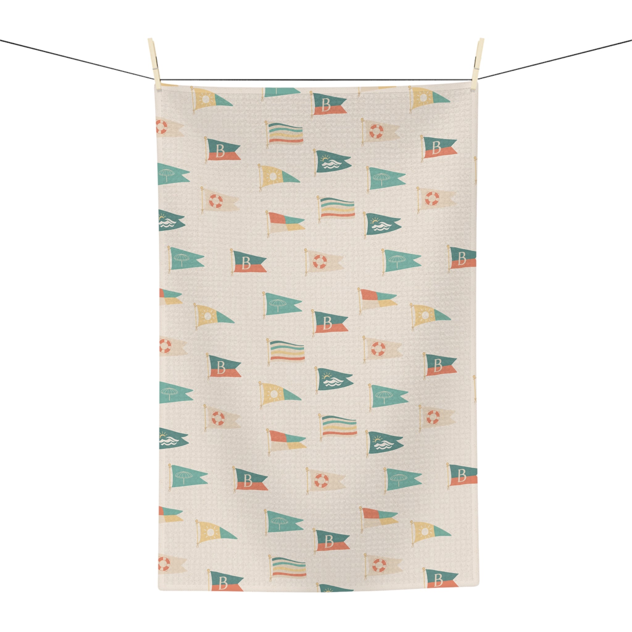 Nautical Pennant Microfiber Tea Towel — Coastal Flag Pattern Kitchen Towel