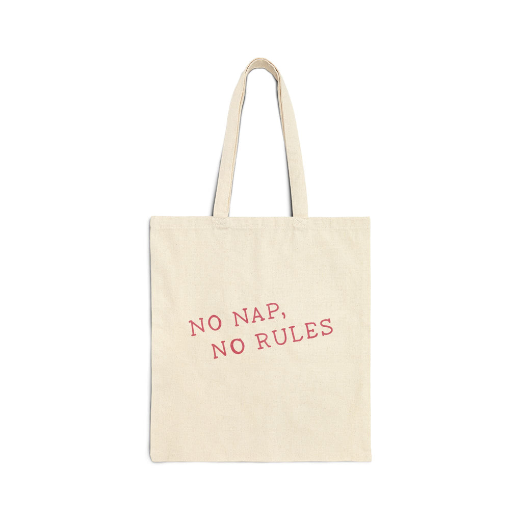 Feral Kids Beach Canvas Tote — “No Nap No Rules” in pink