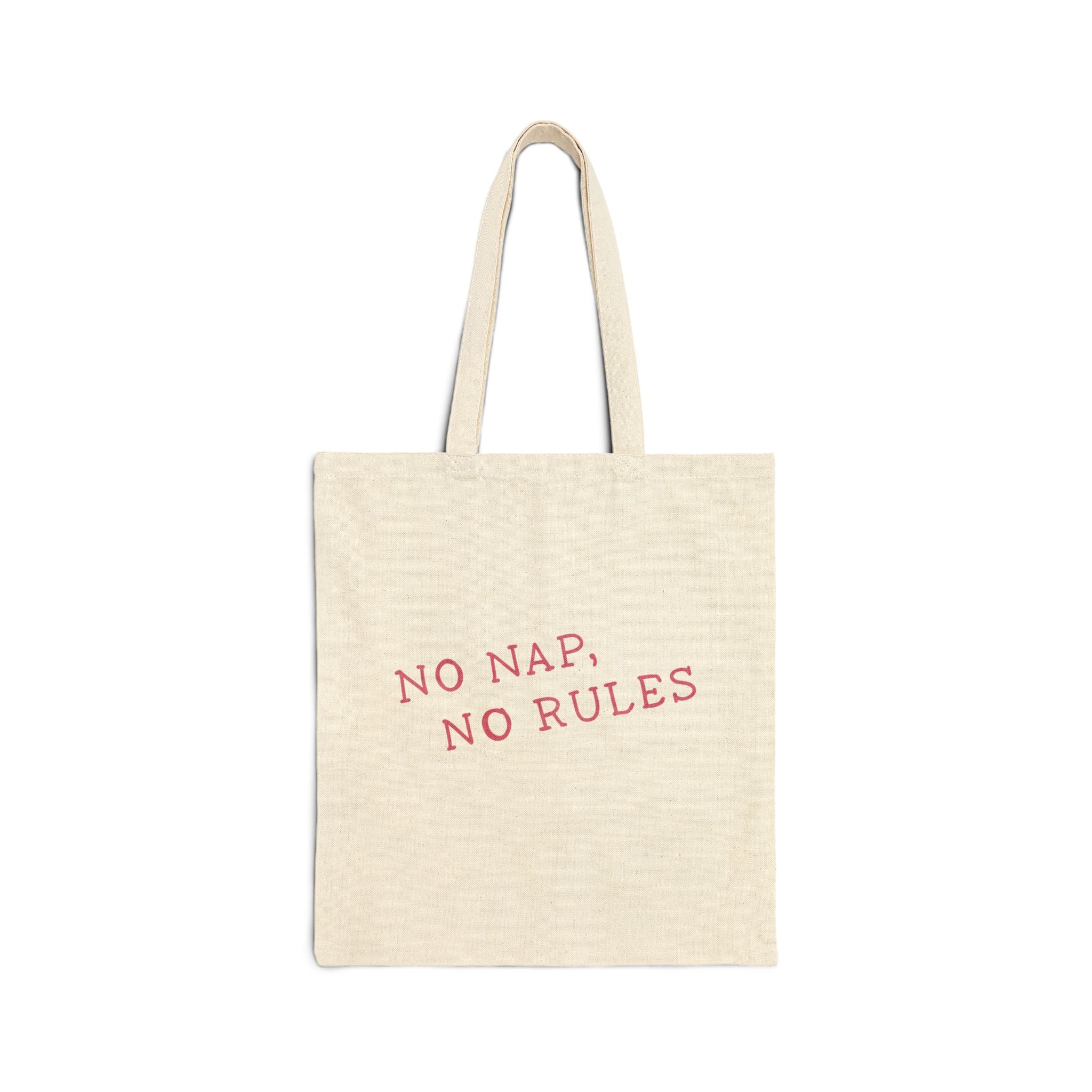 Feral Kids Beach Canvas Tote — “No Nap No Rules” in pink