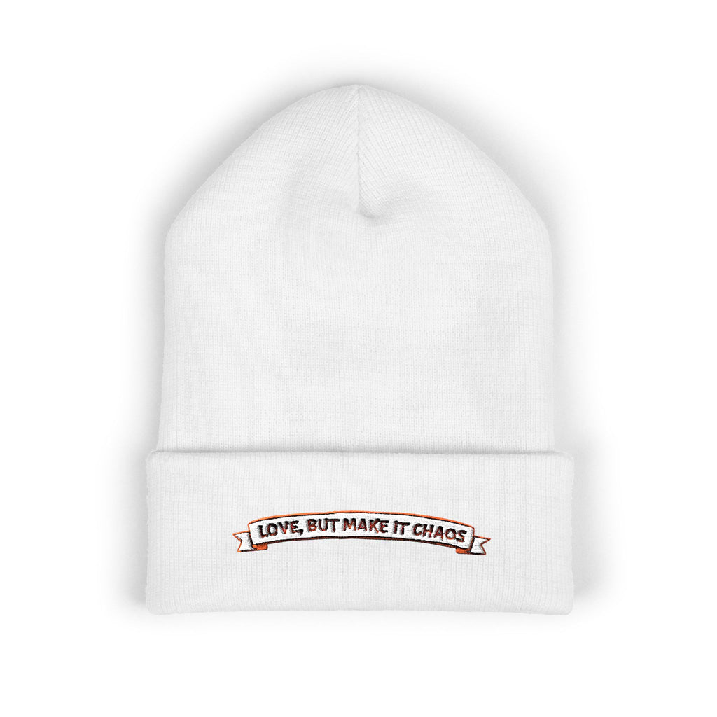 Embroidered 'Love, But Make It Chaos' Cuffed Beanie