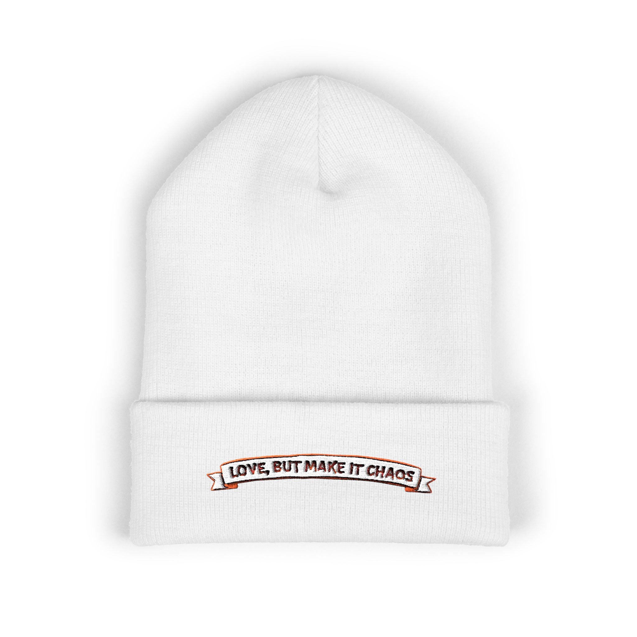 Embroidered 'Love, But Make It Chaos' Cuffed Beanie