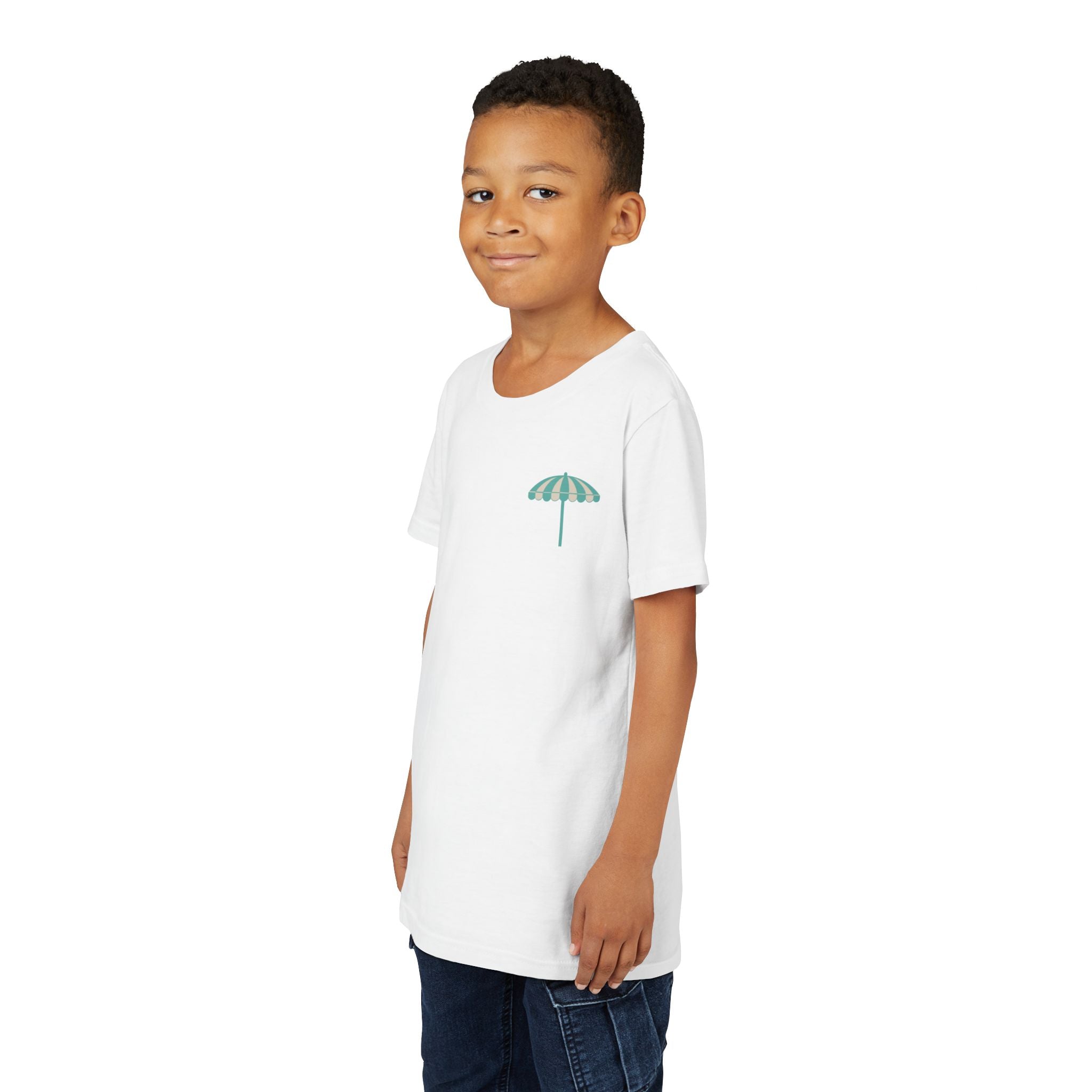Brine Beach Club Youth Tee – ‘Feral Kids, Salty Moms’ Umbrella Beach T‑Shirt