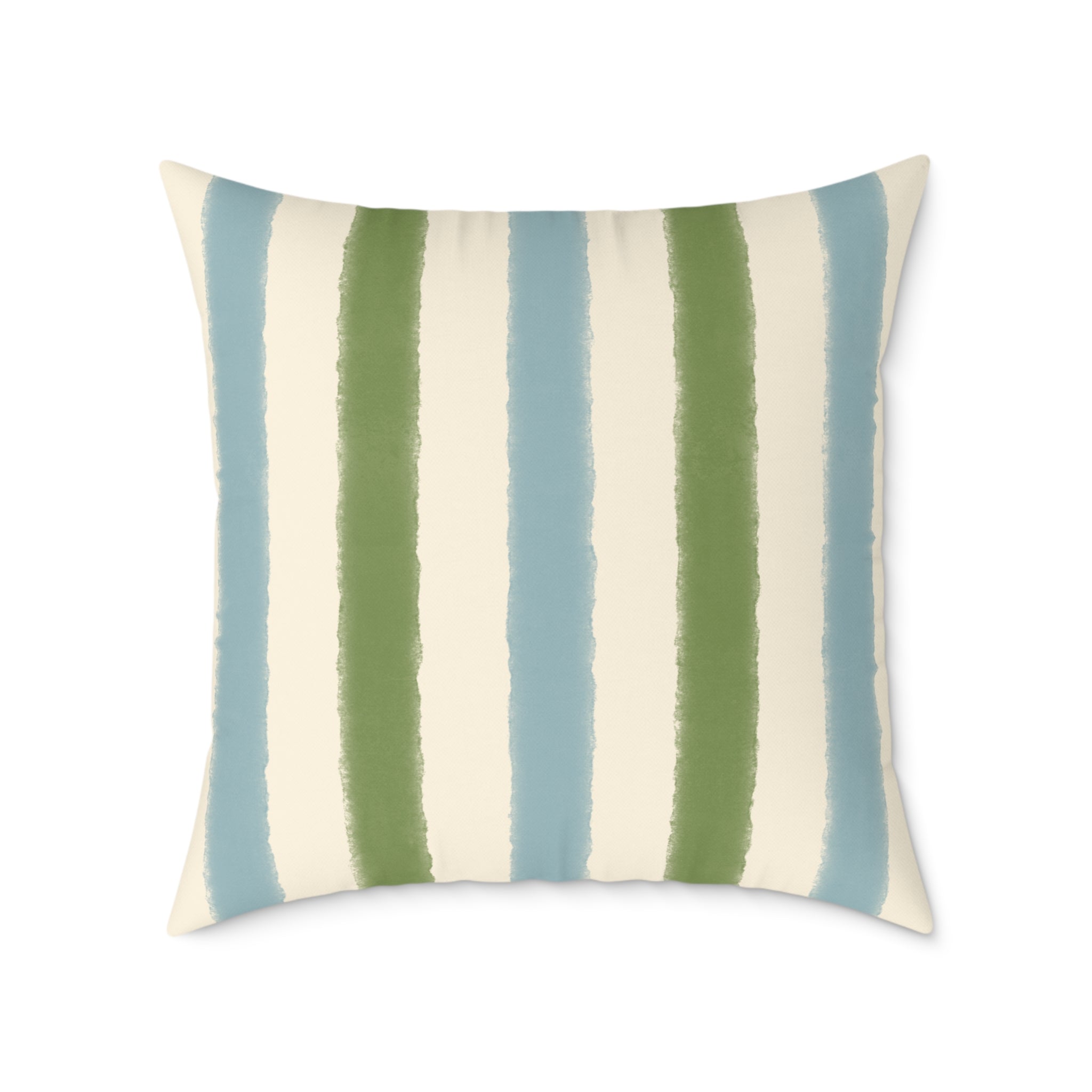 Vintage Playroom Stripe Pattern Square Pillow — Pastel Nursery Throw Cushion