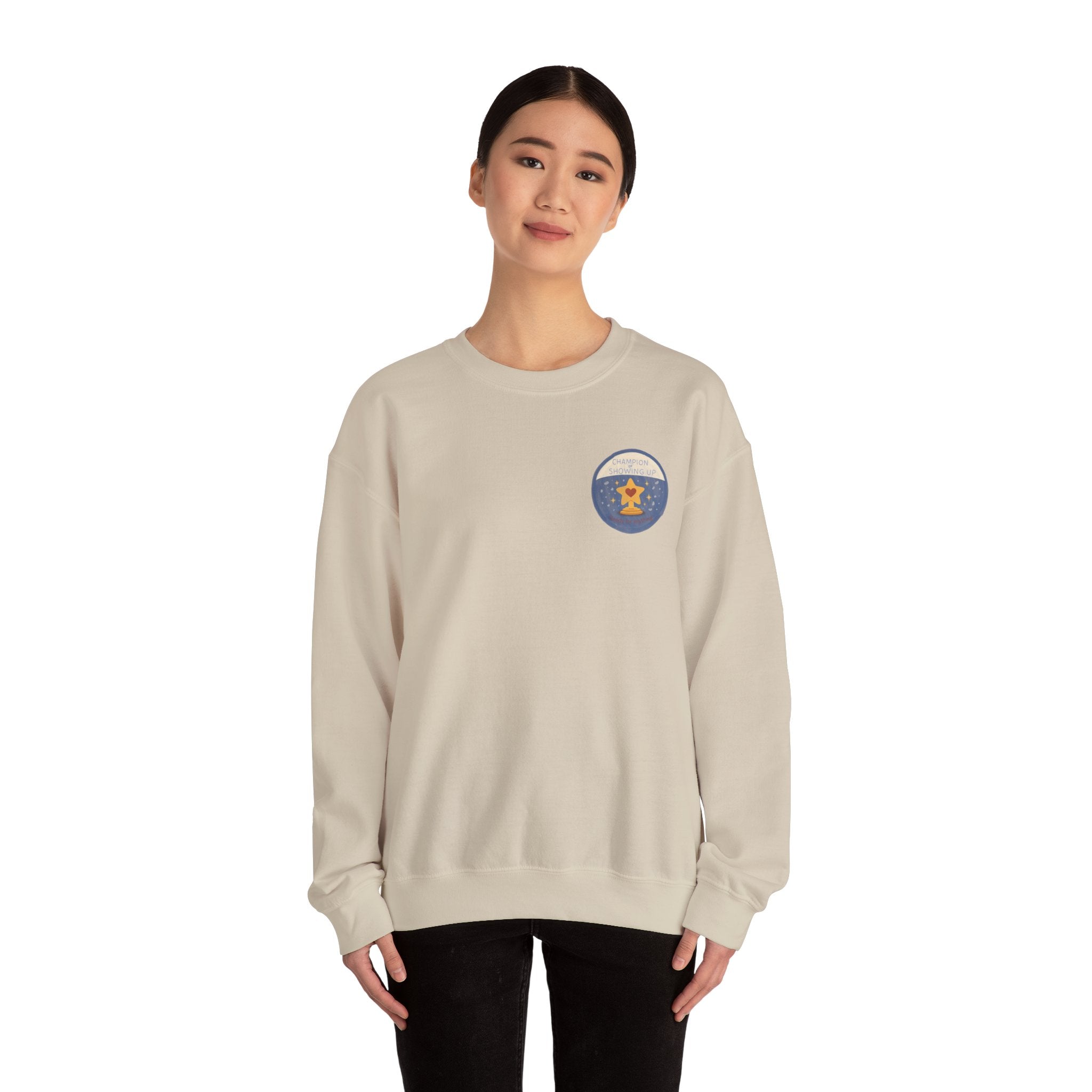 Champion of Showing Up Mom Merit Badge Sweatshirt
