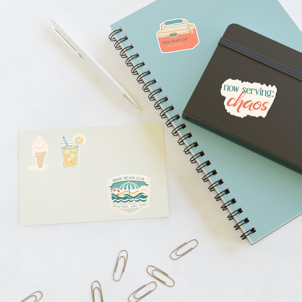 Brine Beach Club Snack Shack Sticker Sheets — Ret ro Coastal Snack Shack Sticker Pack