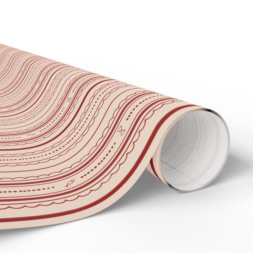 Gift Wrapping Papers Vintage Cranberry Red Stripes Scallop Italian Kitchen Icons
