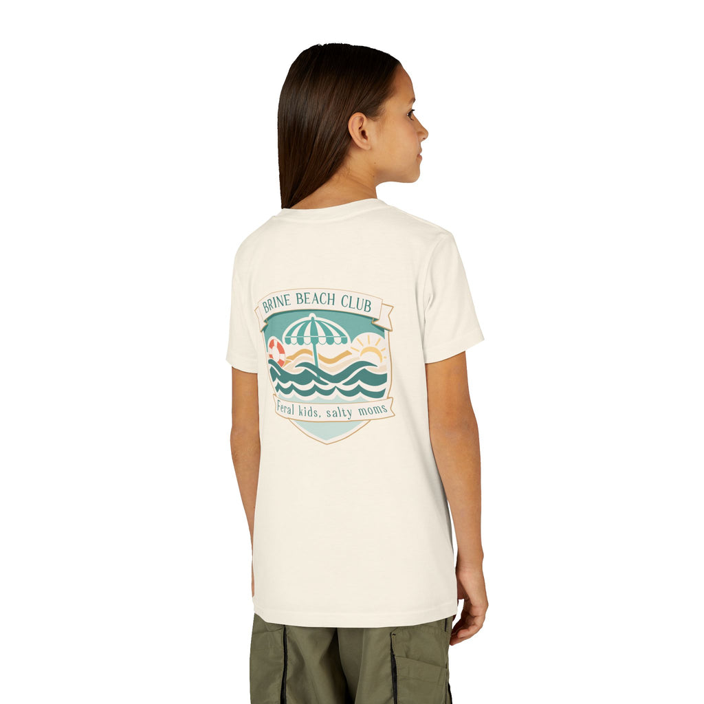 Brine Beach Club Youth Tee – ‘Feral Kids, Salty Moms’ Umbrella Beach T‑Shirt