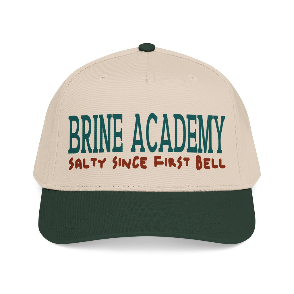 Brine Academy Mid Profile Baseball Cap — “Salty Since First Bell” wordmark Hat