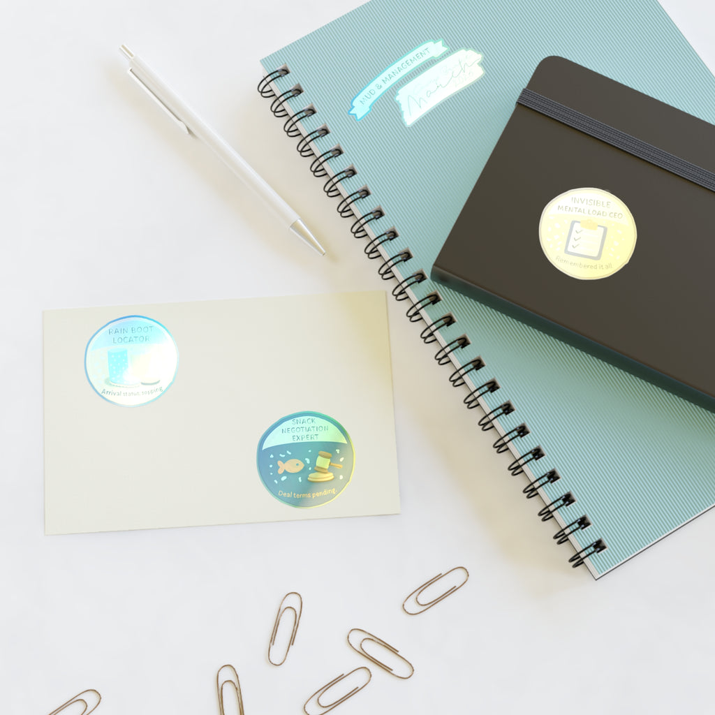 Quirky Achievement Sticker Sheet — Rain Boot Locator, Snack Negotiation Expert & More
