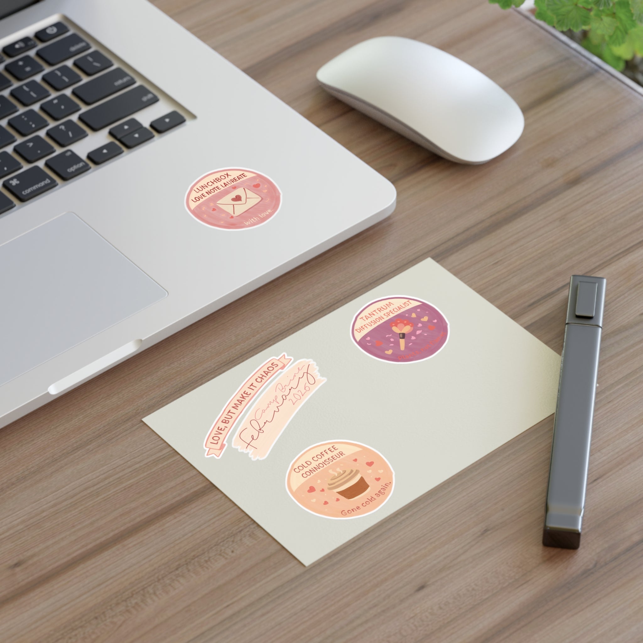 Playful Self-Care Sticker Sheet — ‘Love, But Make It Chaos’ Valentine Badge Stickers