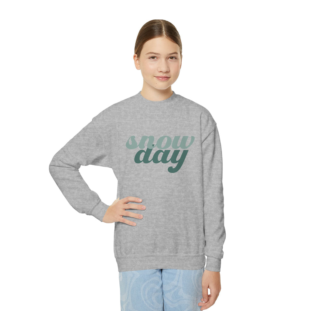 Snow Day Retro Script Youth Crewneck Sweatshirt