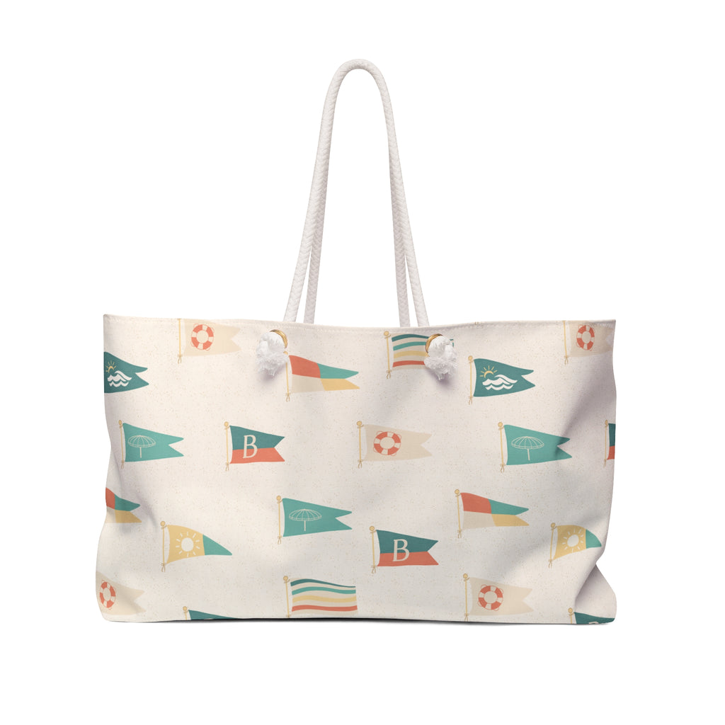 Nautical Pennant Pattern Weekender Bag – Vintage Beach Tote