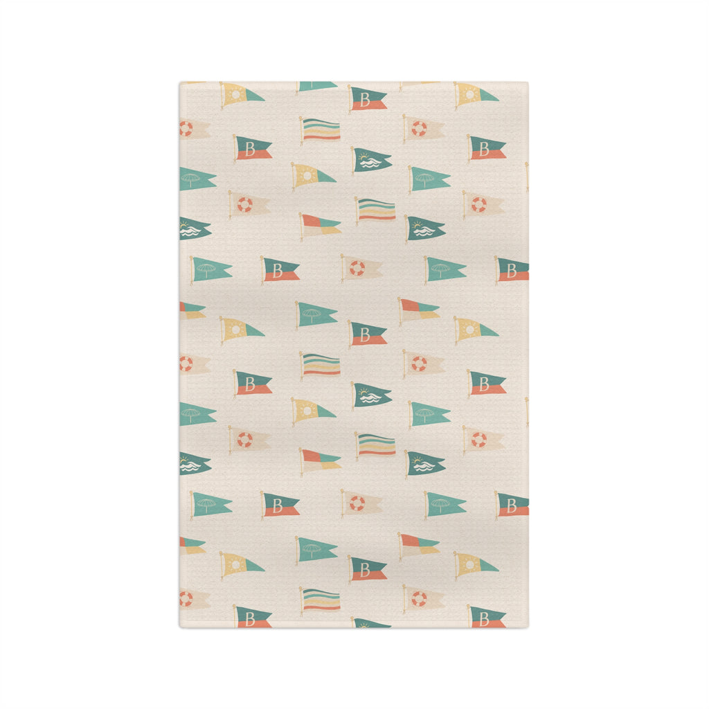 Nautical Pennant Microfiber Tea Towel — Coastal Flag Pattern Kitchen Towel