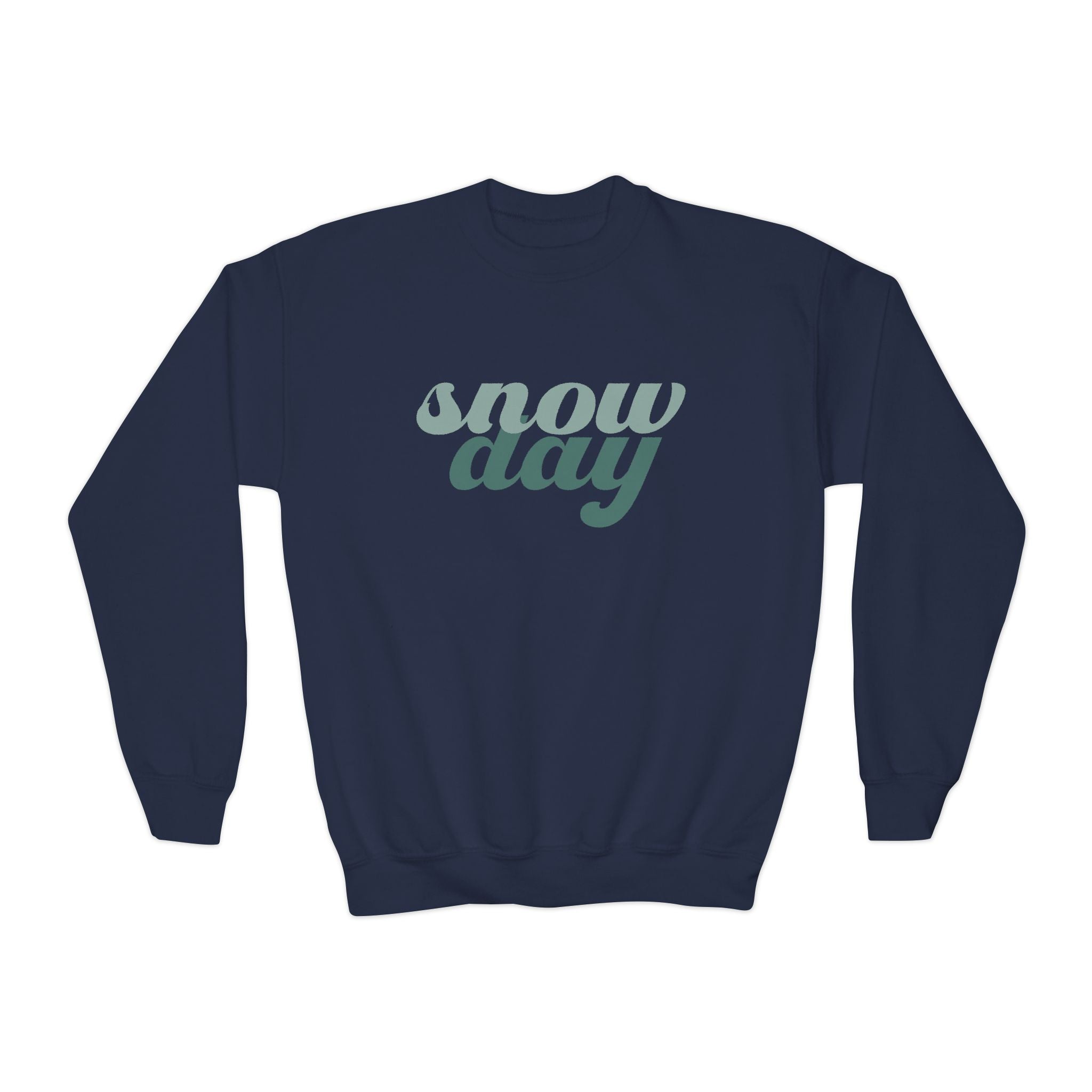 Snow Day Retro Script Youth Crewneck Sweatshirt