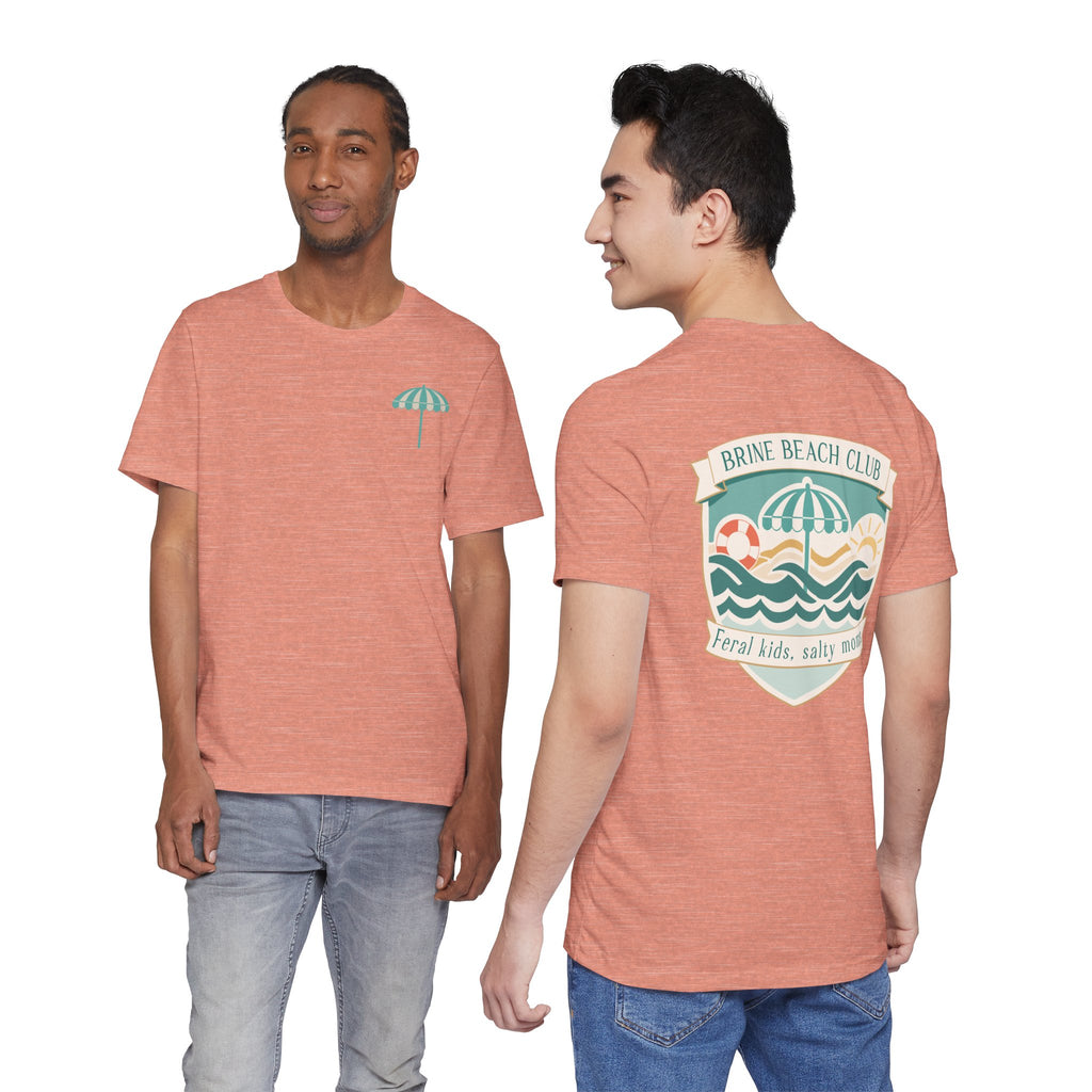 Brine Beach Club T‑Shirt — "Brine Beach Club: Feral Kids, Salty Moms" Retro Graphic Tee