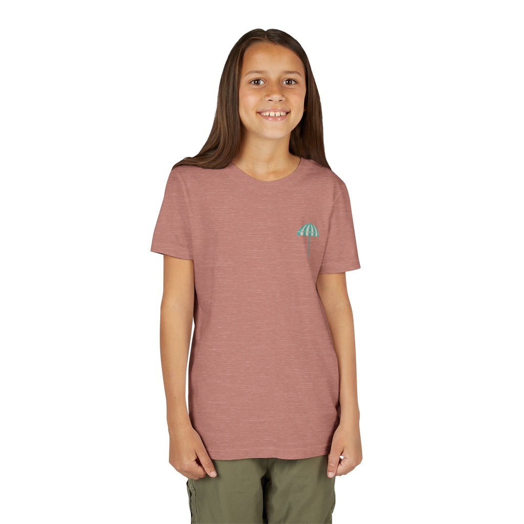 Brine Beach Club Youth Tee – ‘Feral Kids, Salty Moms’ Umbrella Beach T‑Shirt