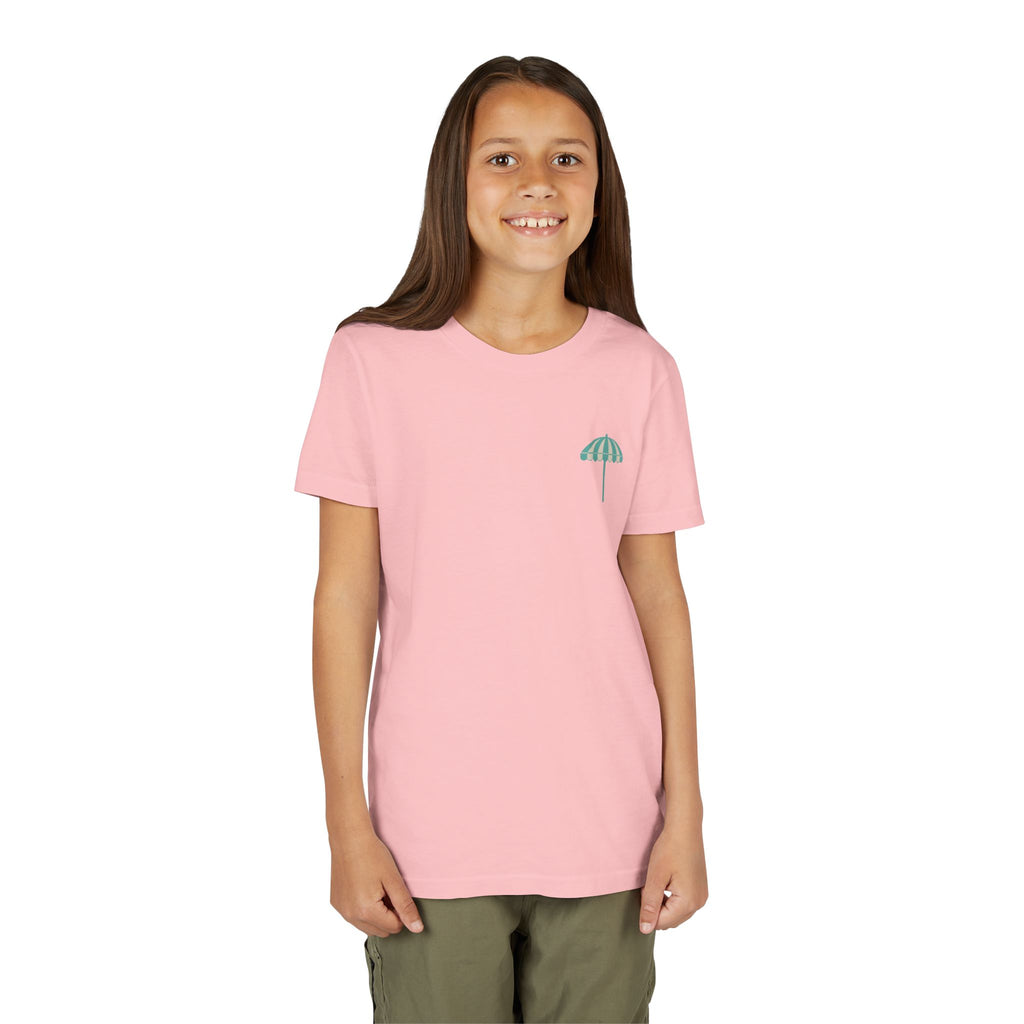 Brine Beach Club Youth Tee – ‘Feral Kids, Salty Moms’ Umbrella Beach T‑Shirt