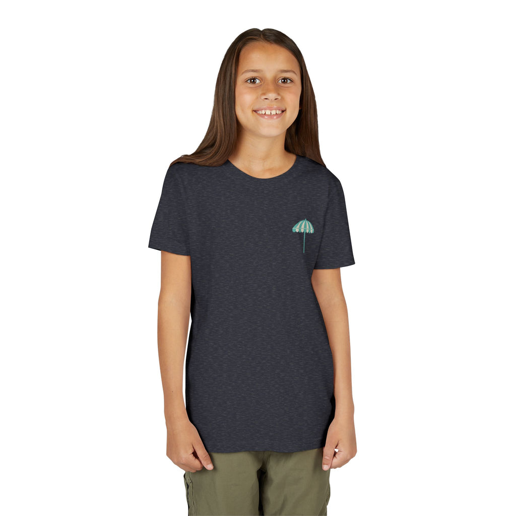 Brine Beach Club Youth Tee – ‘Feral Kids, Salty Moms’ Umbrella Beach T‑Shirt