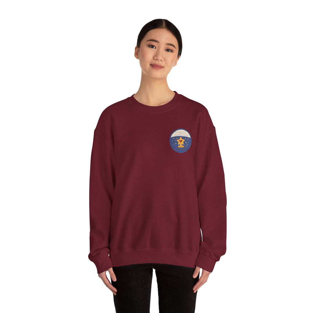 Champion of Showing Up Mom Merit Badge Sweatshirt