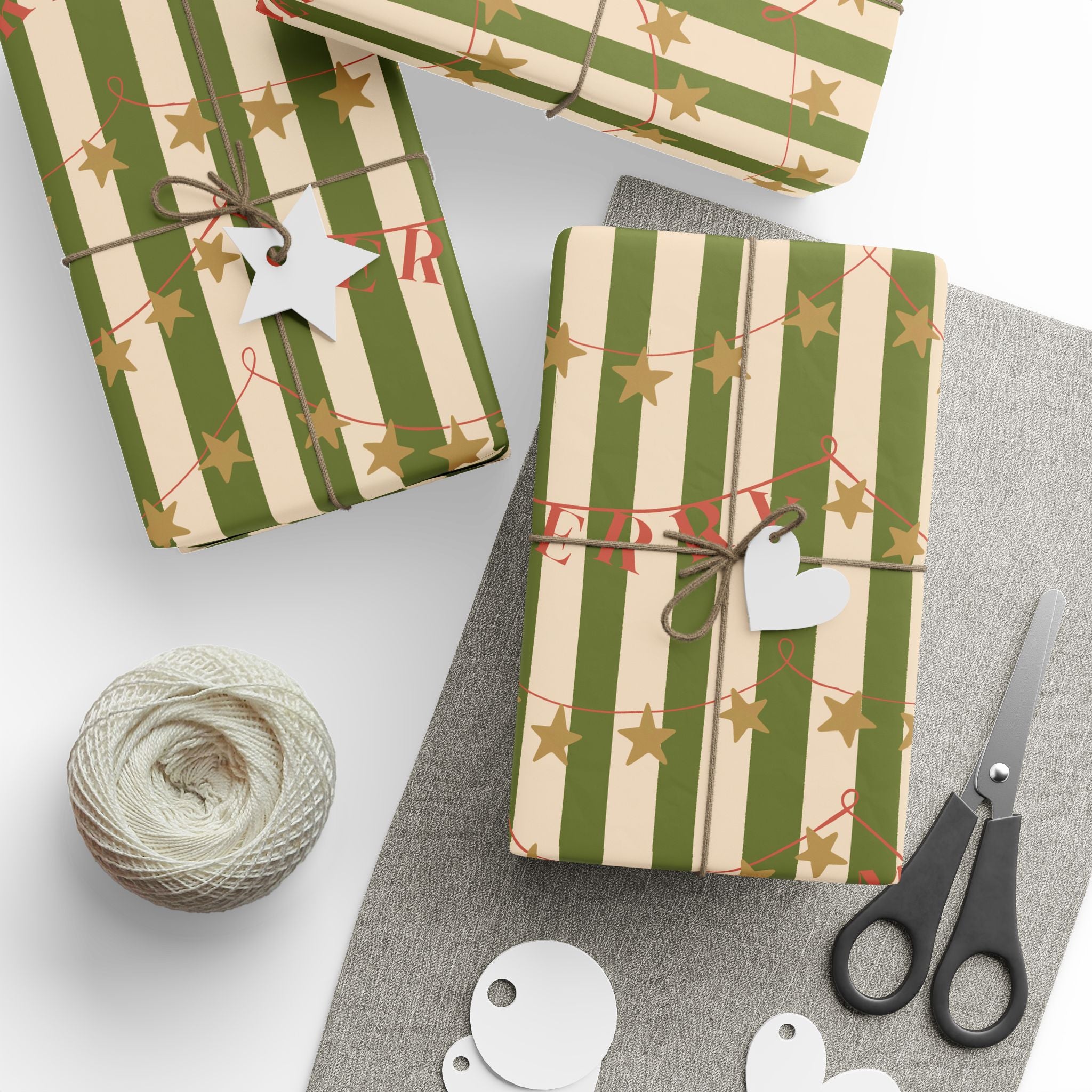 Vintage Star Garland Holiday Wrapping Paper