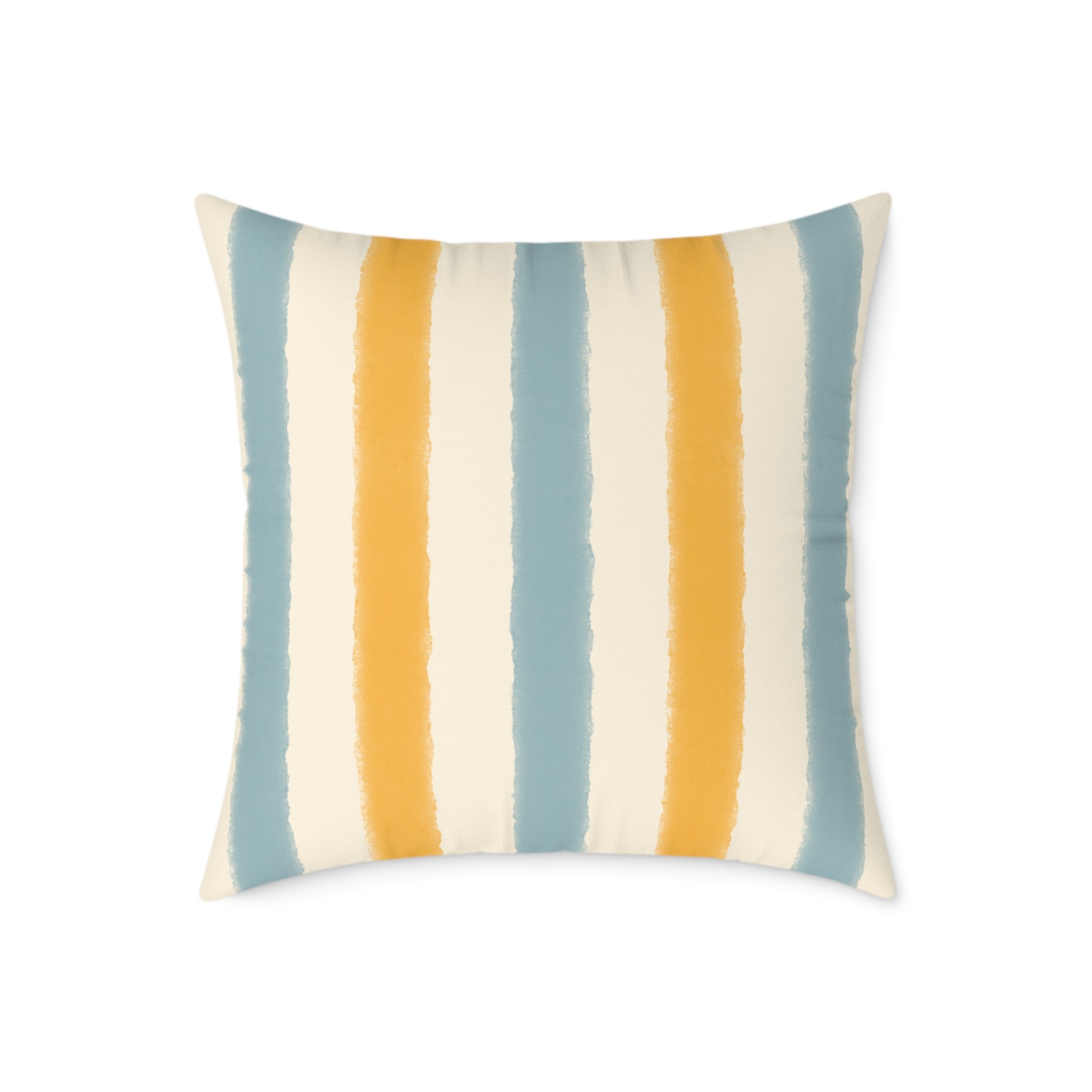 Vintage Playroom Stripe Pattern Square Pillow — Pastel Nursery Throw Cushion