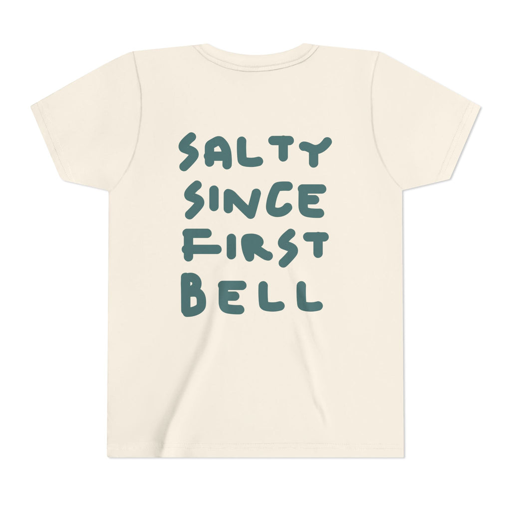 Youth Tee — "Salty Since First Bell" Brine Academy Crest School Spirit Shirt