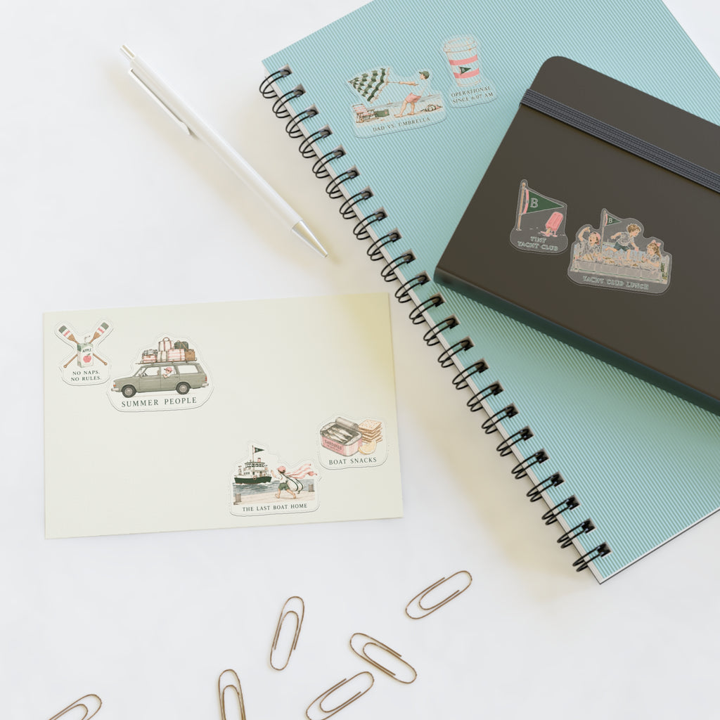 Summer People Sticker Sheet — Vintage Yacht Club Scenes
