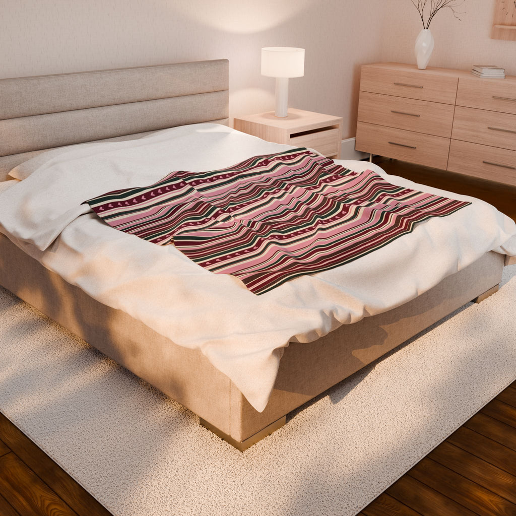 Valentine’s Day Striped Velveteen Plush Blanket