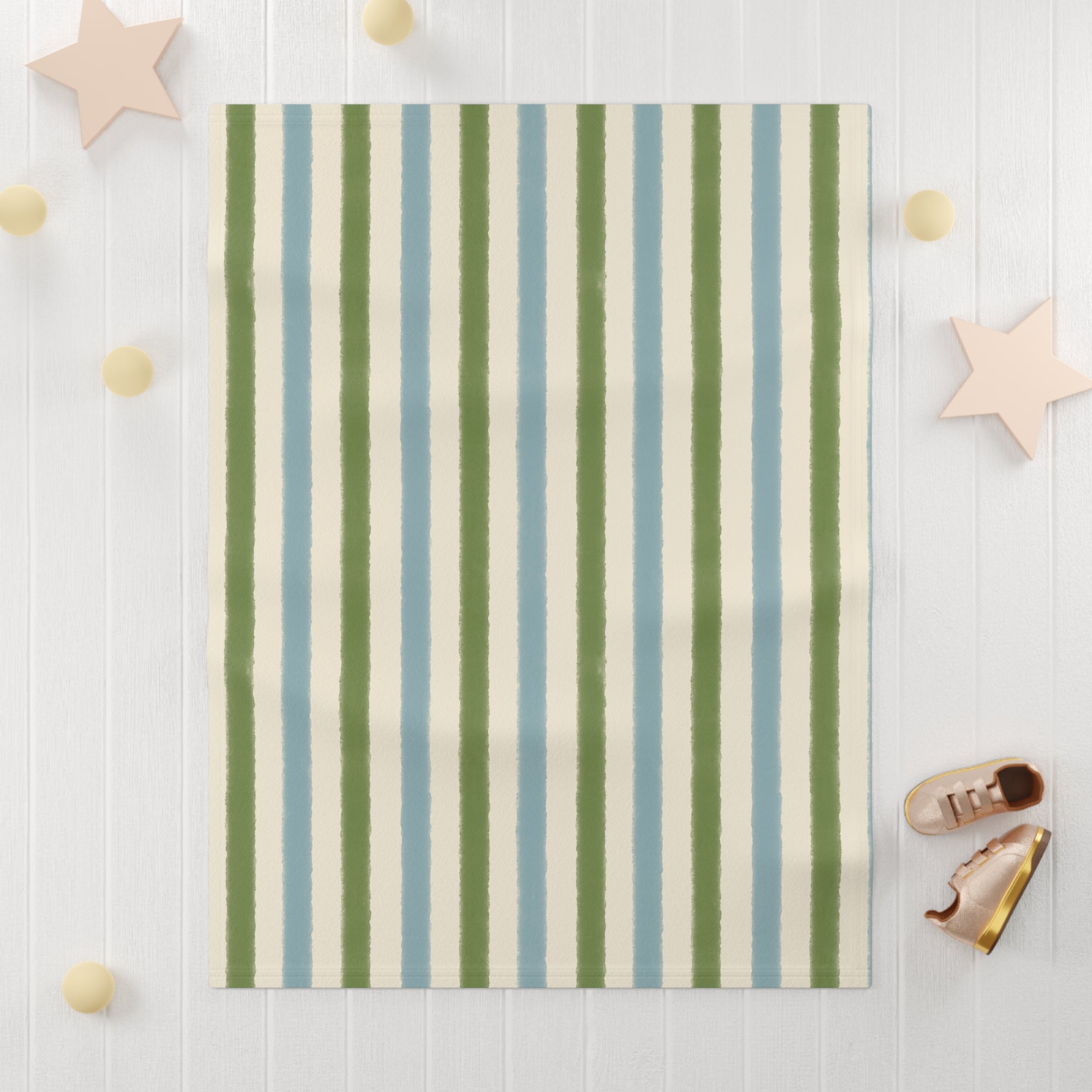 Stripes Vintage Playroom Baby Blanket — Soft Fleece Nursery Throw for Newborns & Toddlers