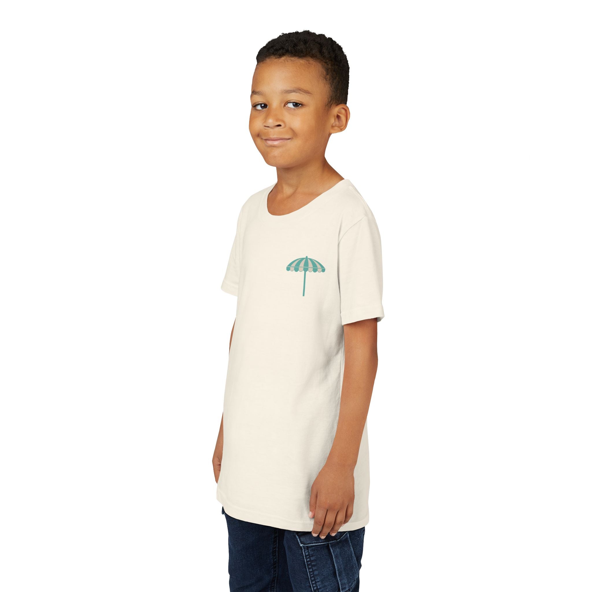 Brine Beach Club Youth Tee – ‘Feral Kids, Salty Moms’ Umbrella Beach T‑Shirt