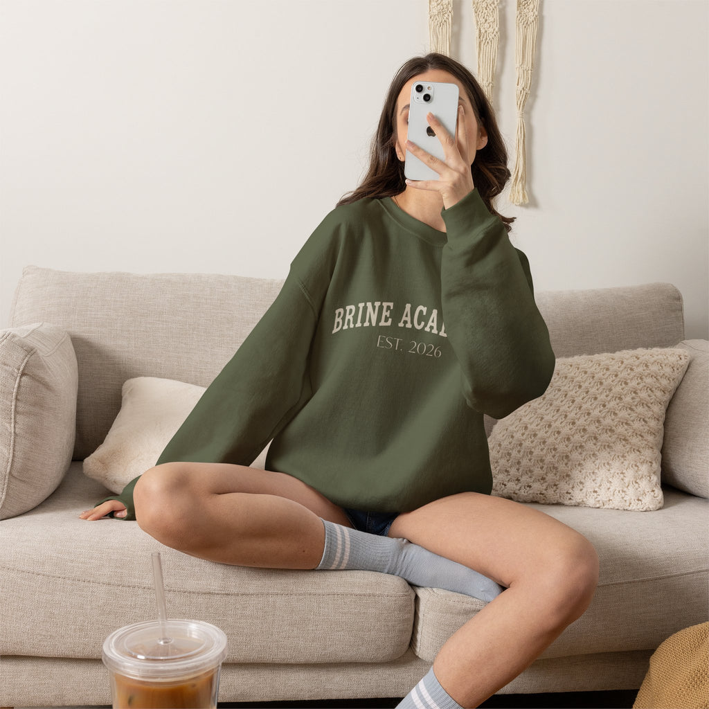 Crewneck Sweatshirt — Brine Academy Est. 2026 Collegiate Pullover