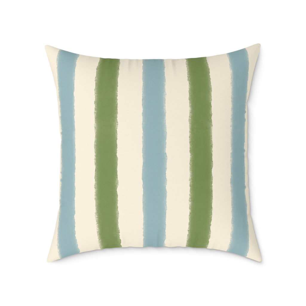 Vintage Playroom Stripe Pattern Square Pillow — Pastel Nursery Throw Cushion