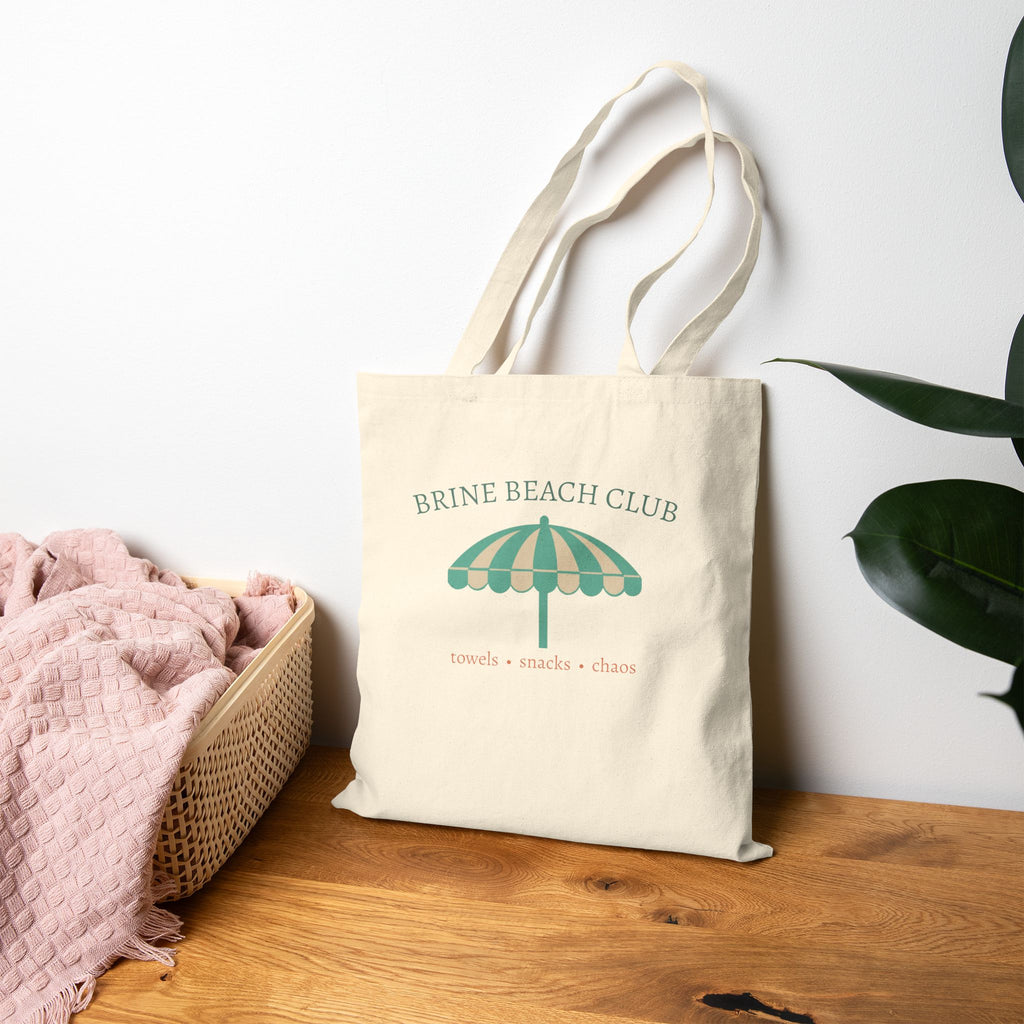 Brine Beach Club Cotton Tote Bag — Beach Club Umbrella Canvas Tote