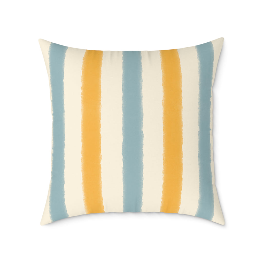 Vintage Playroom Stripe Pattern Square Pillow — Pastel Nursery Throw Cushion