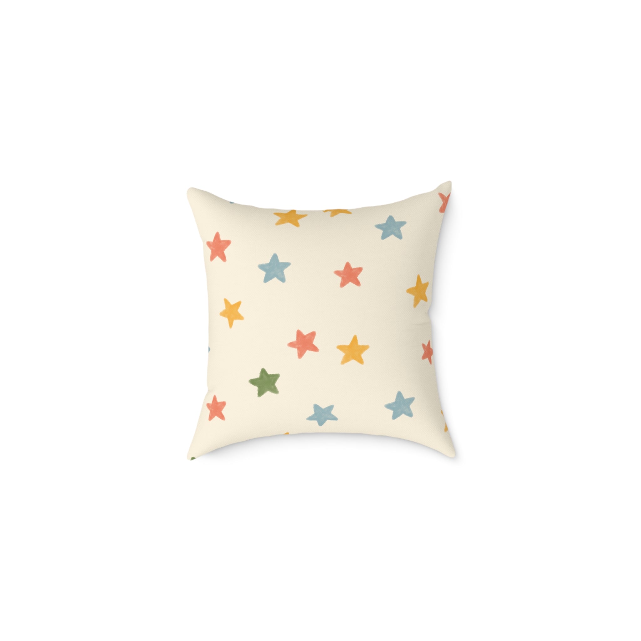 Vintage Playroom Star Pattern Square Pillow — Pastel Nursery Throw Cushion